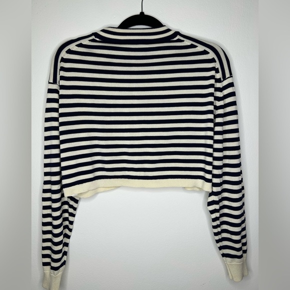 Zara Striped Crop Blue White Knit Size Medium - Picture 7 of 7